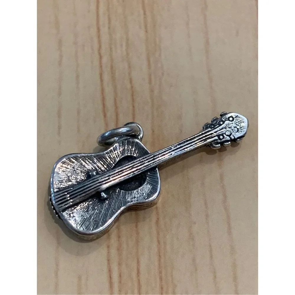 Guitar Music Sterling Silver Jewelry Charm - Picture 2 of 7